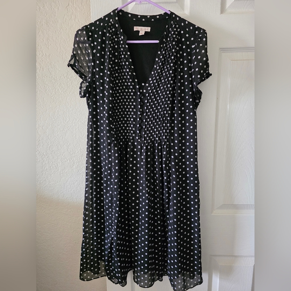 Chic Black and White Polka Dot Midi Dress